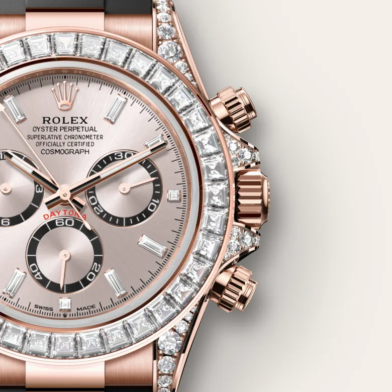 Rolex Cosmograph Daytona in เอเวอร์โรสโกลด์ 18 กะรัต พร้อมสลักตะขอประดับเพชร, M126535TBR-0002 - NGG Timepieces