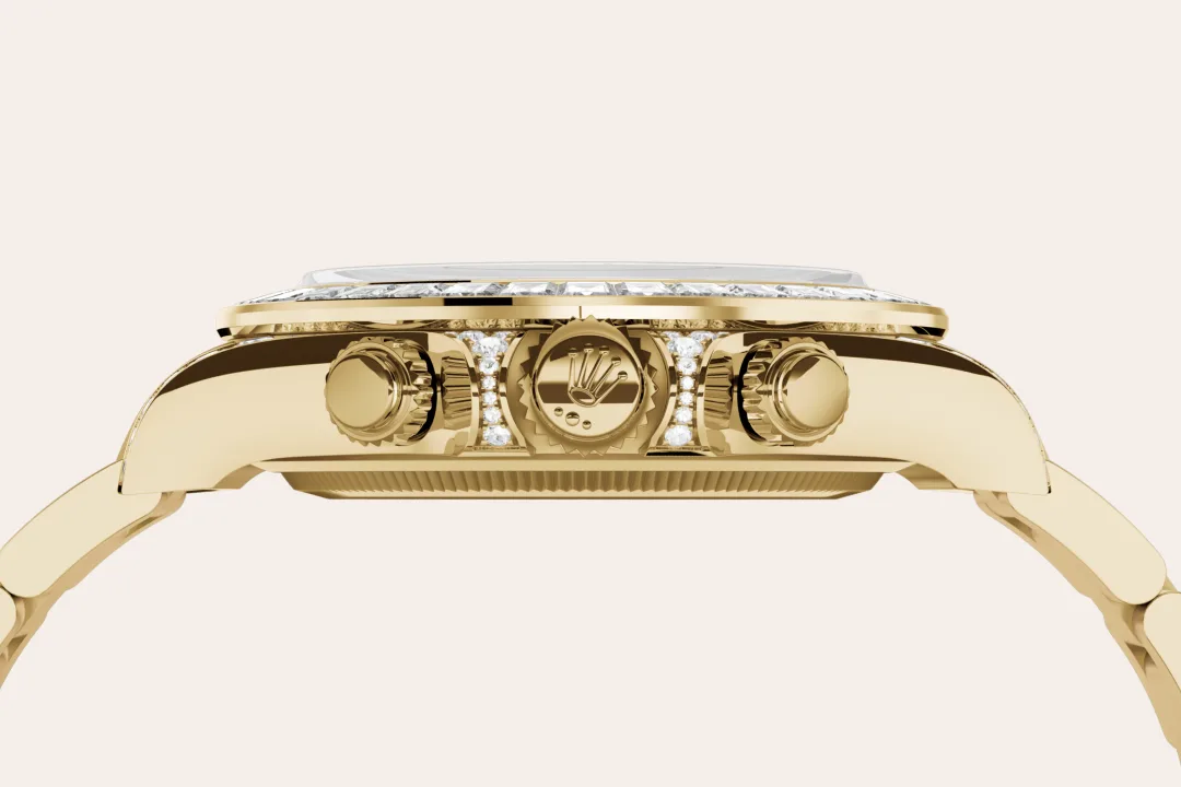 Rolex Cosmograph Daytona in 18 ct yellow gold with lugs set with diamonds, M126598TBR-0001 - NGG Timepieces Rolex Cosmograph Daytona in 18 ct yellow gold with lugs set with diamonds, M126598TBR-0001 - NGG Timepieces