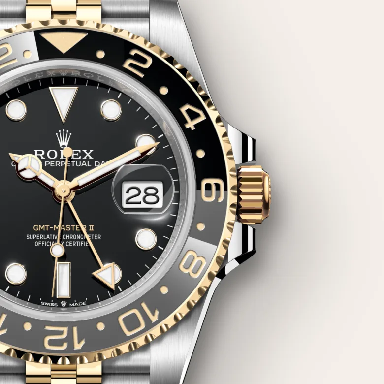 Rolex GMT-Master II in Yellow Rolesor - การผสมผสานระหว่าง Oystersteel และทองคำ, M126713GRNR-0001 - NGG Timepieces